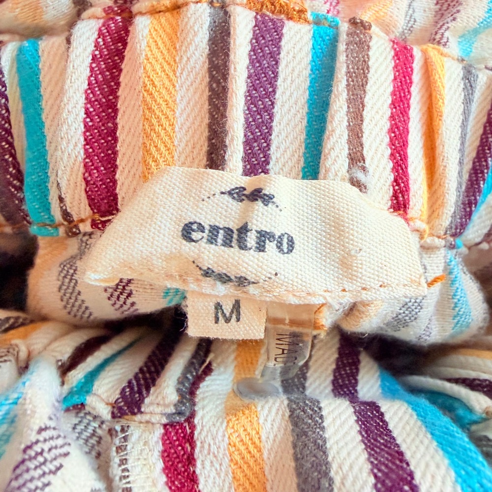 Entro Women Multi Color Striped Paperbag Waist Shorts High Rise Cotton Size M - Picture 5 of 6